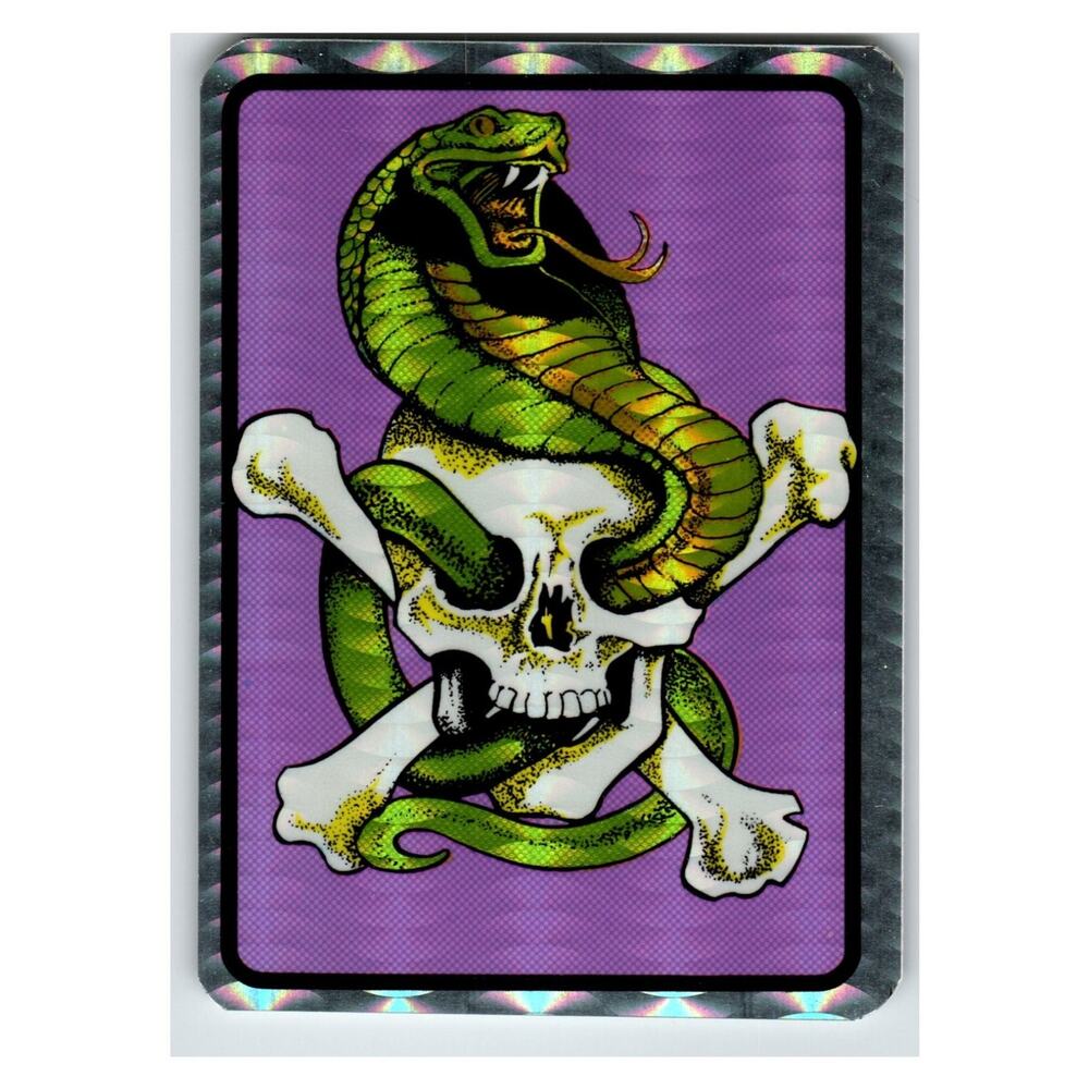 Holographic Skull & Crossbones Snake Non-Sport Sticker Prismatic Edgy 1980's